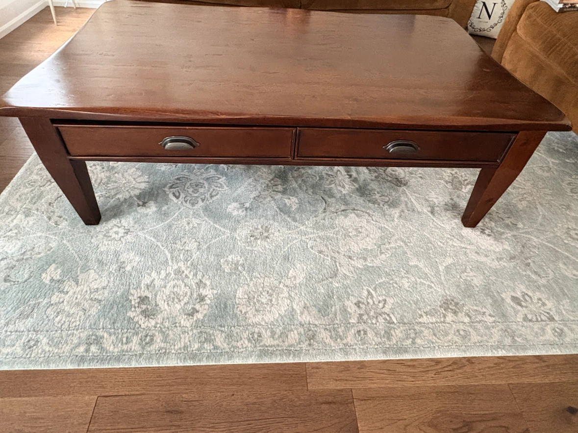 Large Distressed Brown Wooden Coffee Table - photo 2