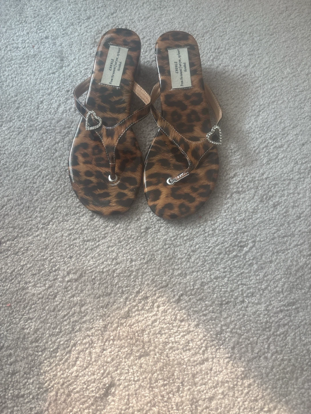 Leopard Print Heart Embellished Sandals - photo 2