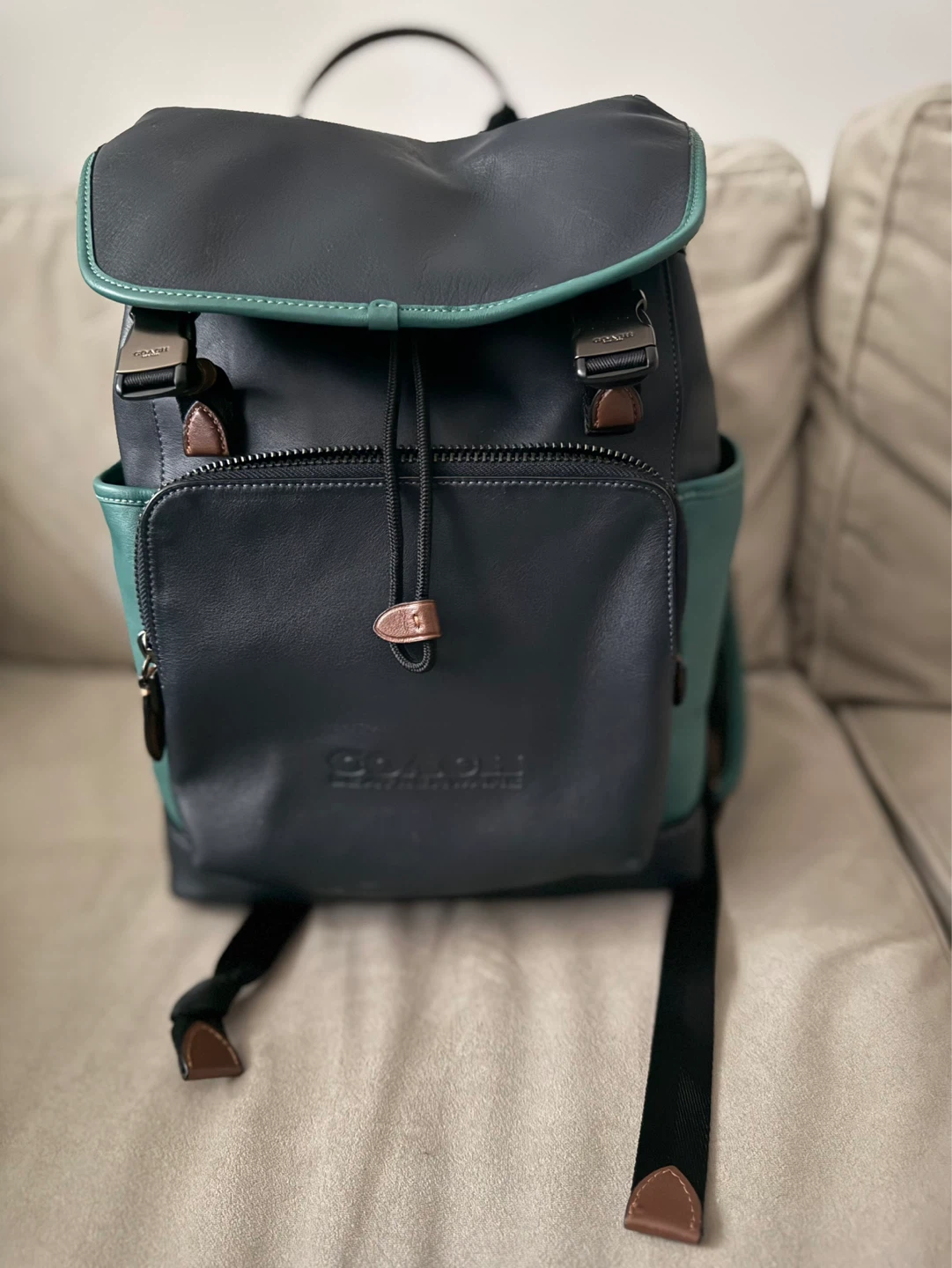 Coach Backpack Navy and Teal Leather