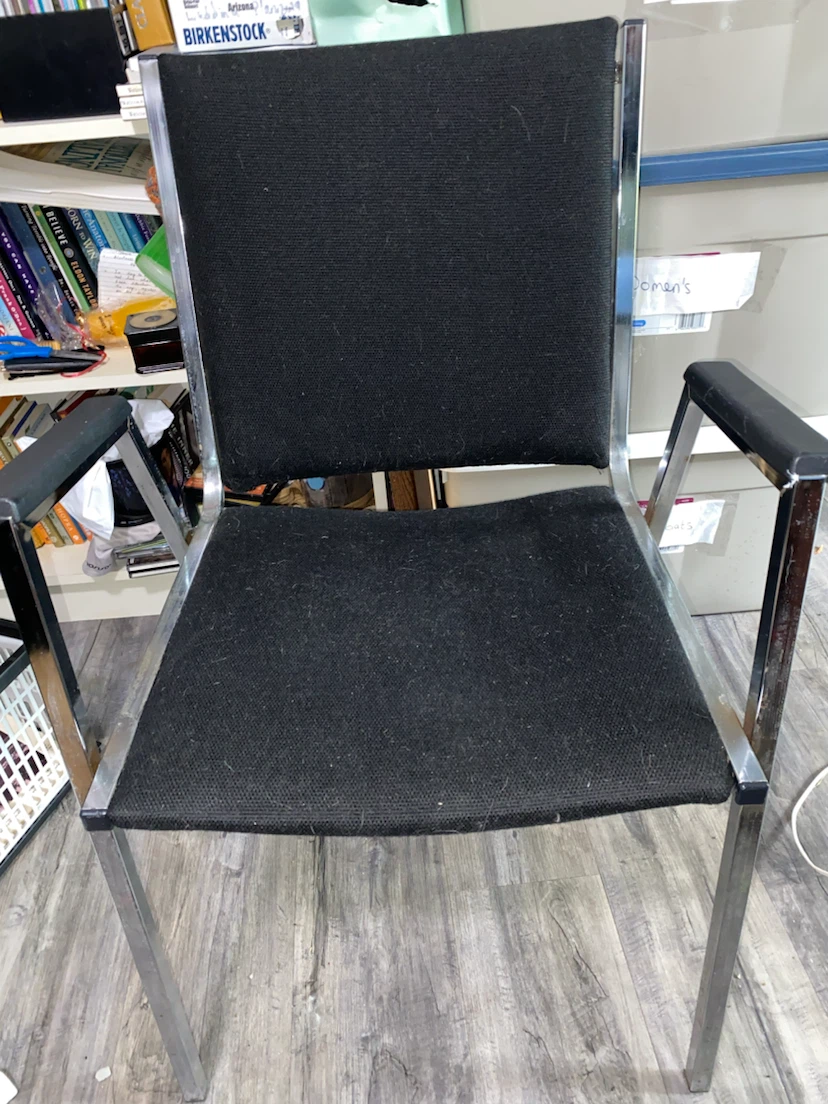 Black Armchair with Chrome Frame