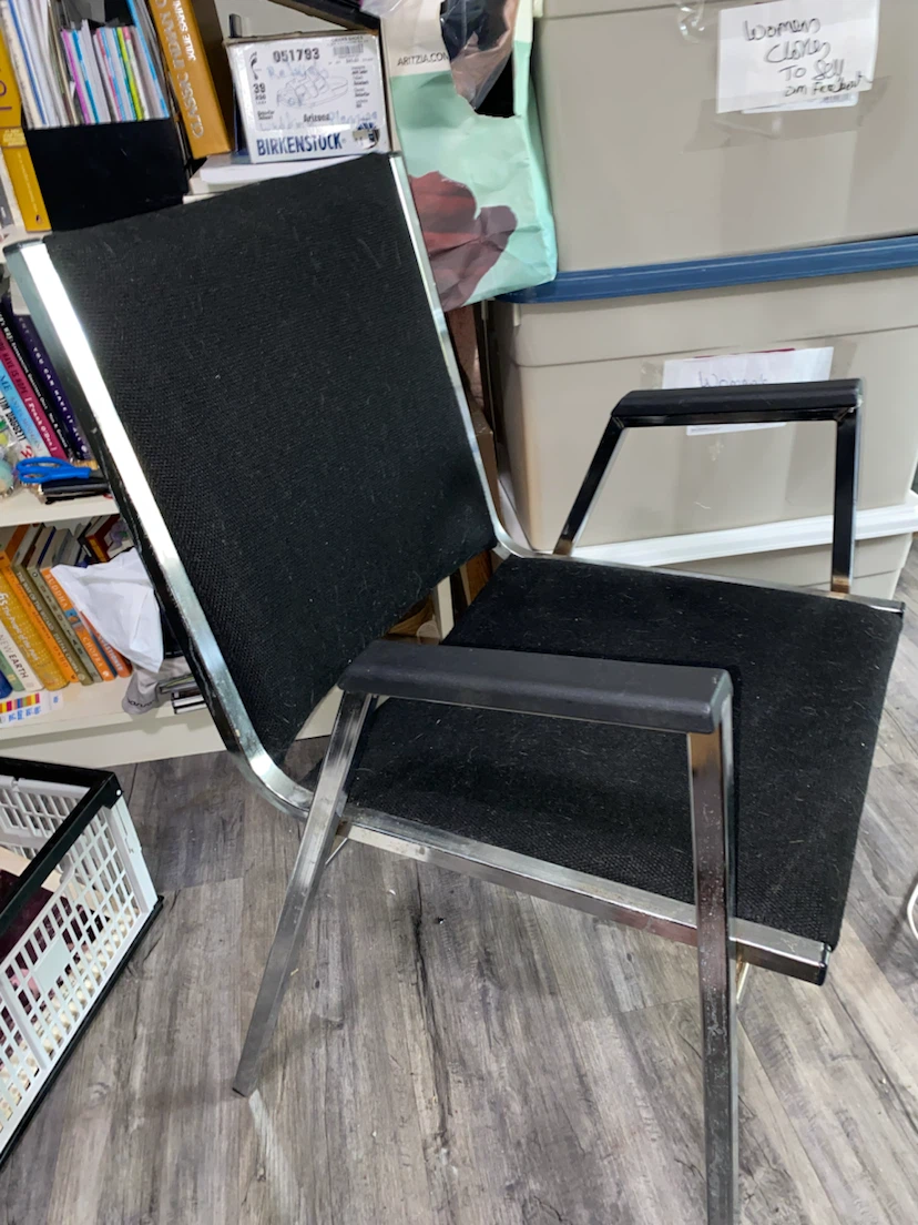 Black Armchair with Chrome Frame - photo 2