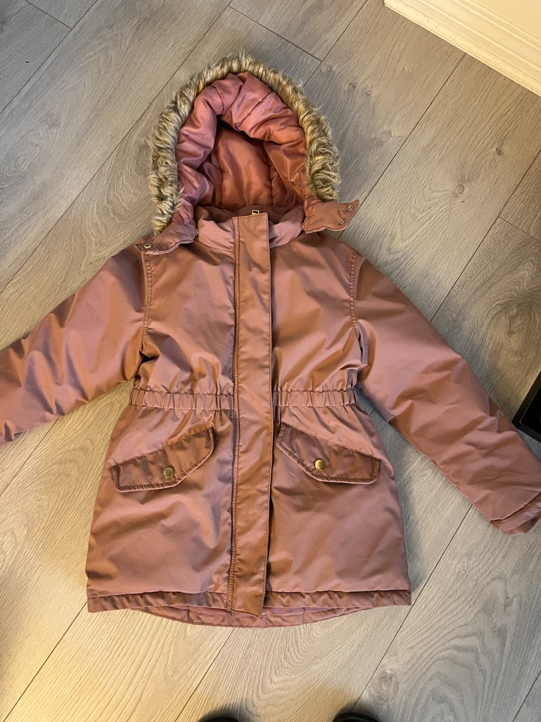 H&M Pink Winter Parka with Fur Hood