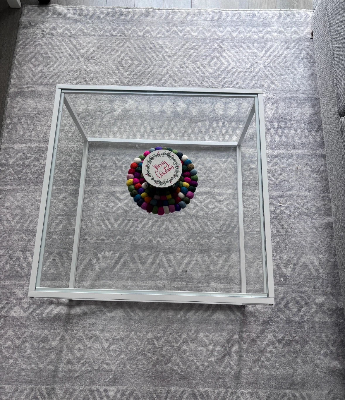 White Glass and Metal Coffee Table - photo 4