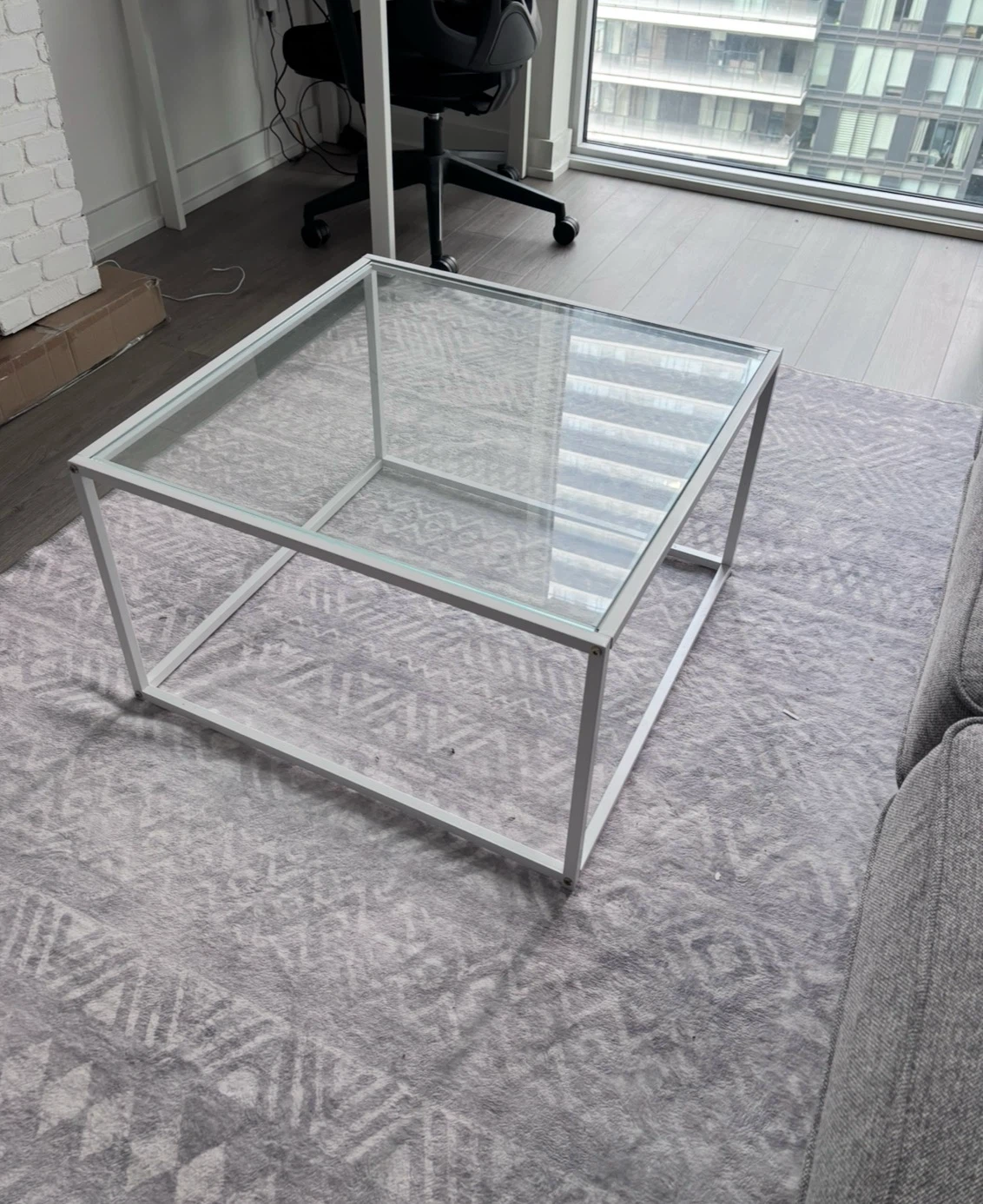 White Glass and Metal Coffee Table - photo 2