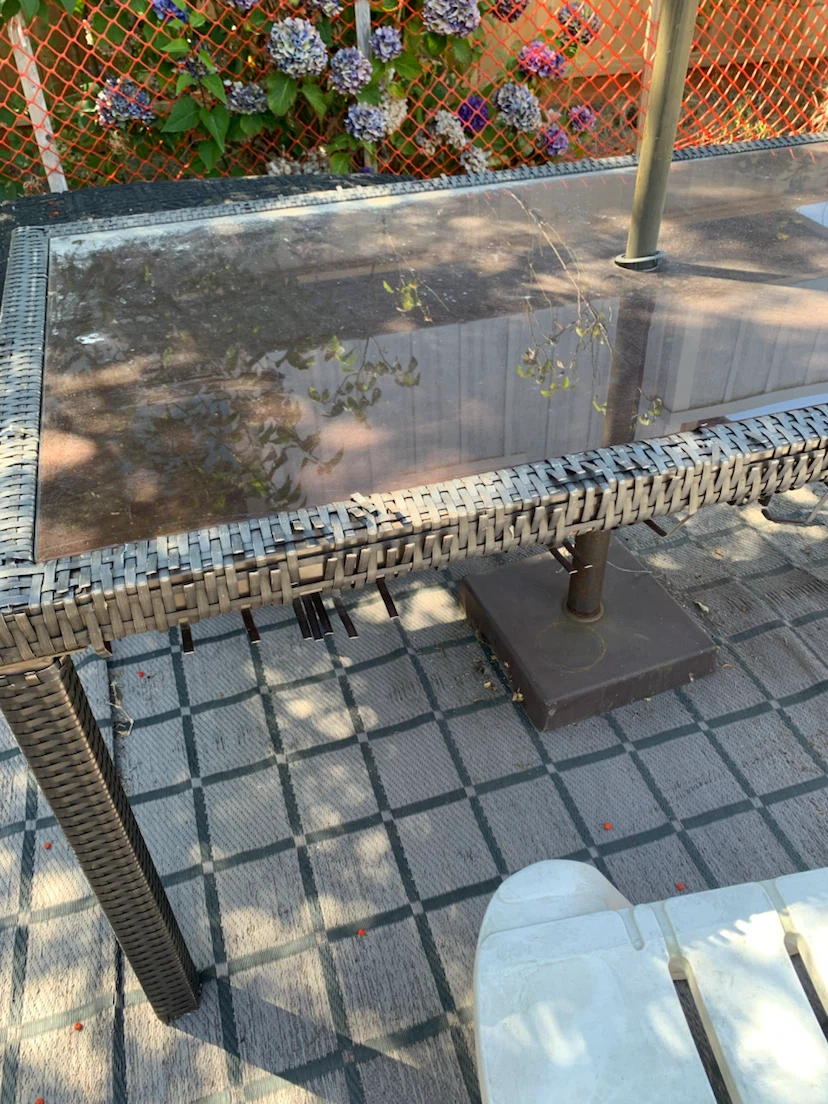 Patio Dining Table with Umbrella and stand and lounge chair - photo 2