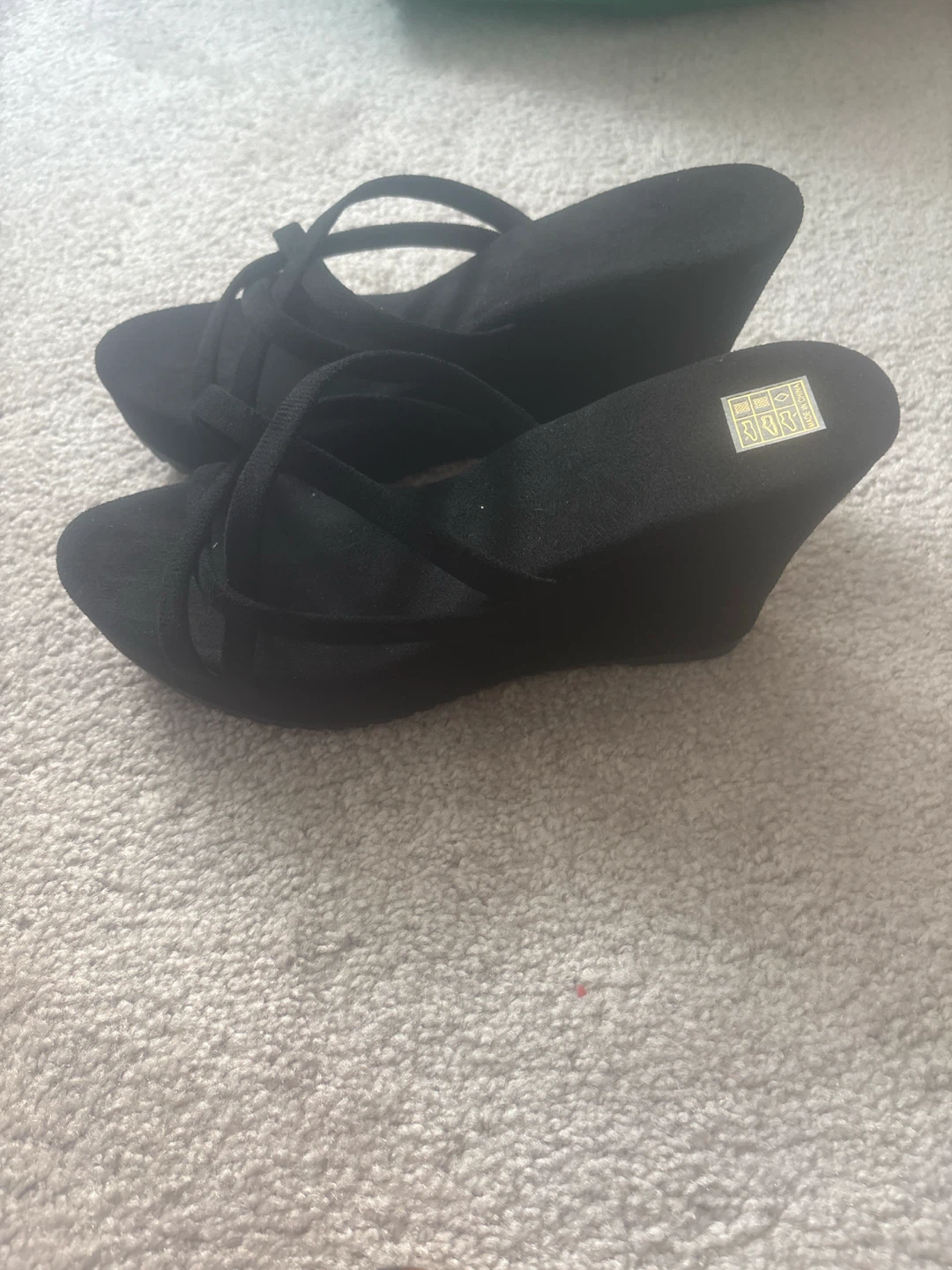 Black Suede Wedge Sandals