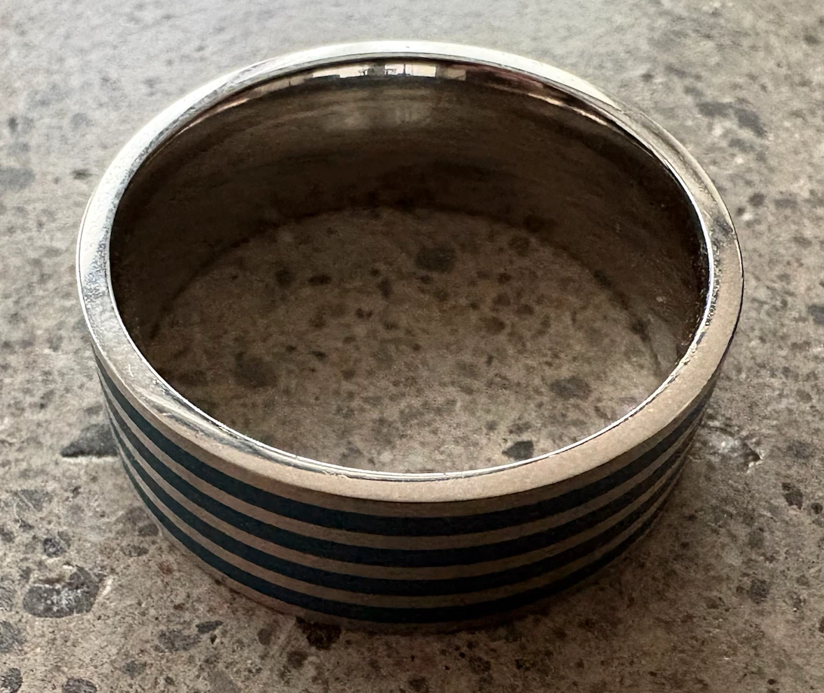 URB MAN Ring Size 10 or 11 Stainless Steel With Teal Bands - photo 2