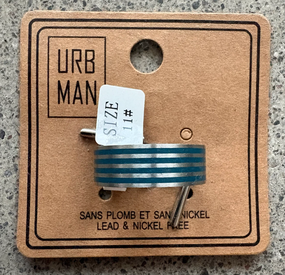 URB MAN Ring Size 10 or 11 Stainless Steel With Teal Bands - photo 3