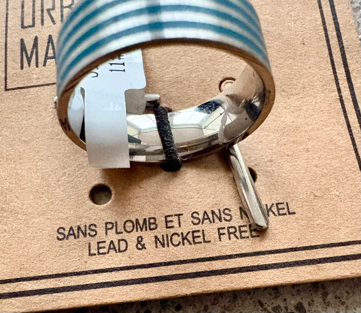 URB MAN Ring Size 10 or 11 Stainless Steel With Teal Bands - photo 5