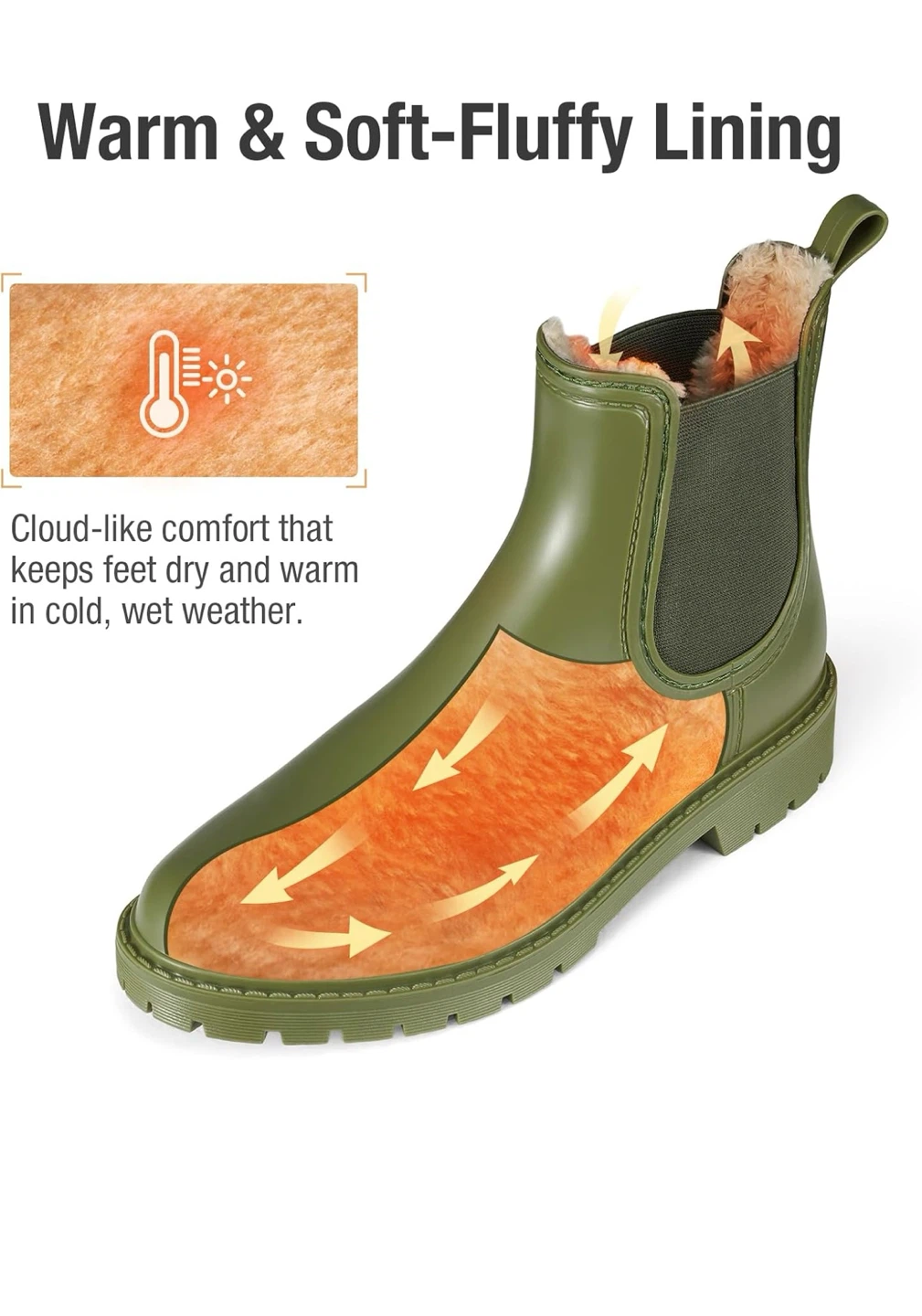 Green Chelsea Rain Boots with Fluffy Lining - photo 4