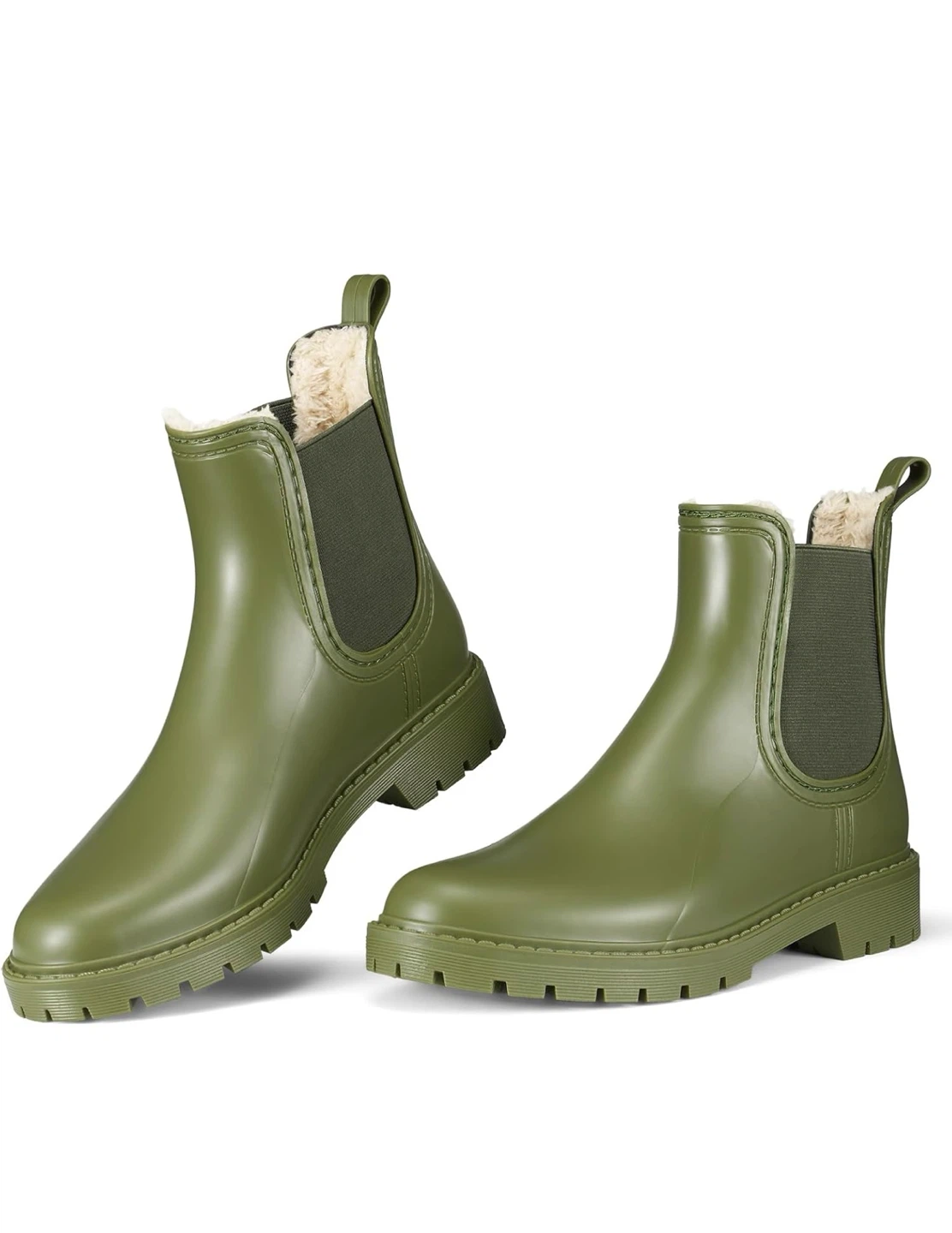 Green Chelsea Rain Boots with Fluffy Lining - photo 5