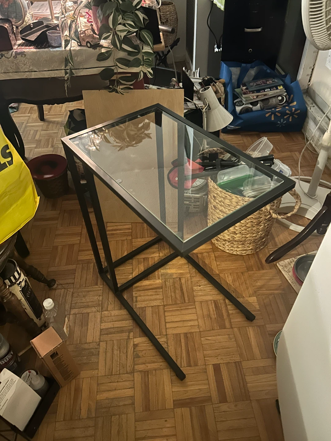 Glass/Black Pull Up Side Table
