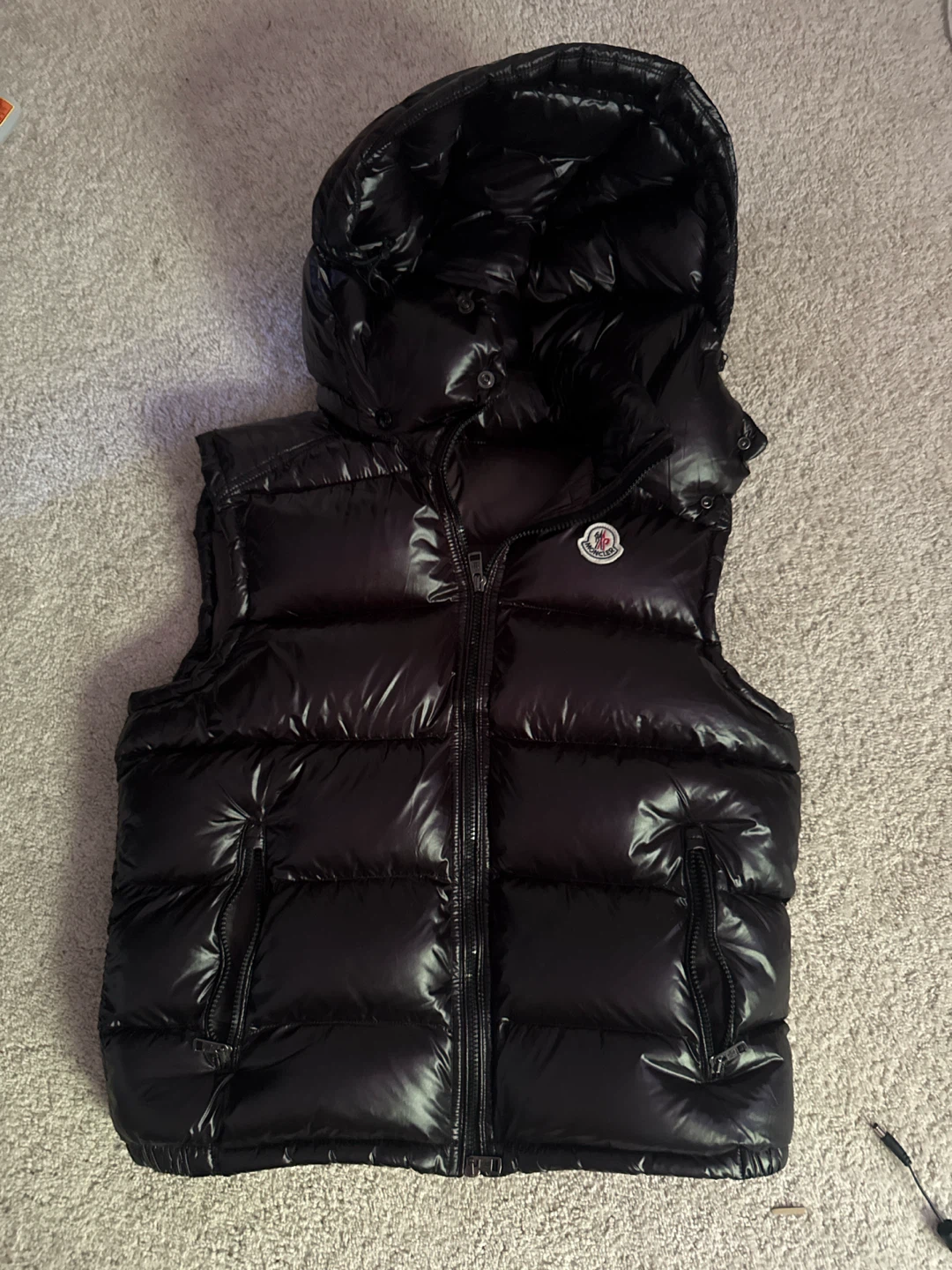 Moncler Down Vest Black Hooded Puffer