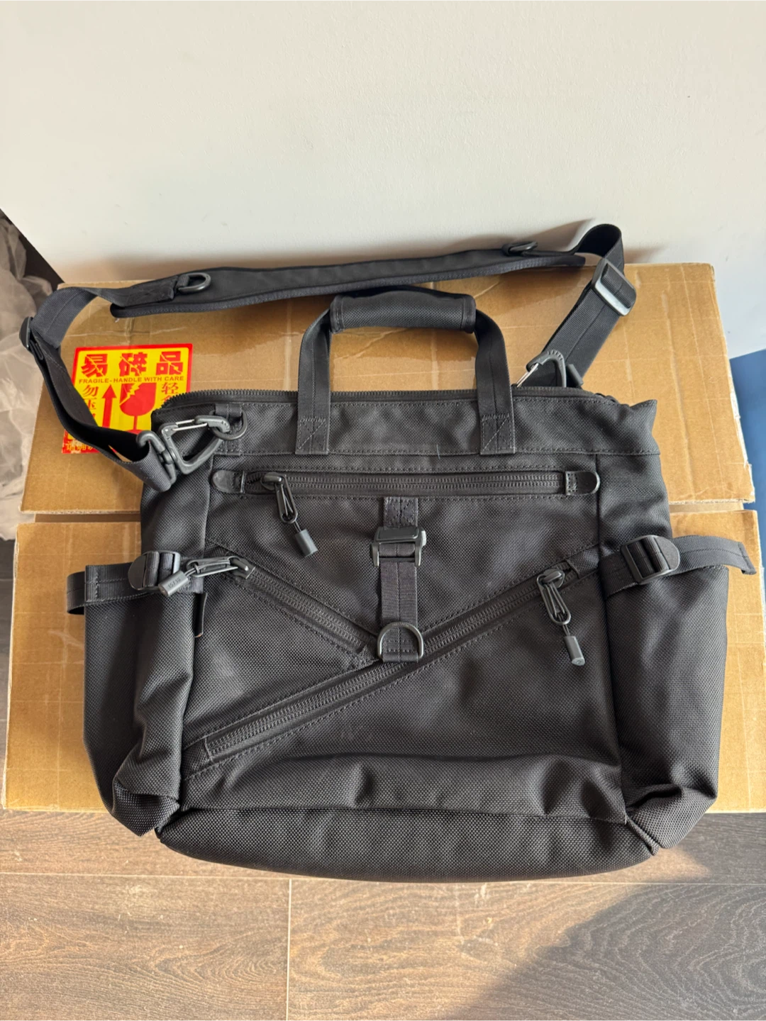 Black Messenger Bag with Shoulder Strap
