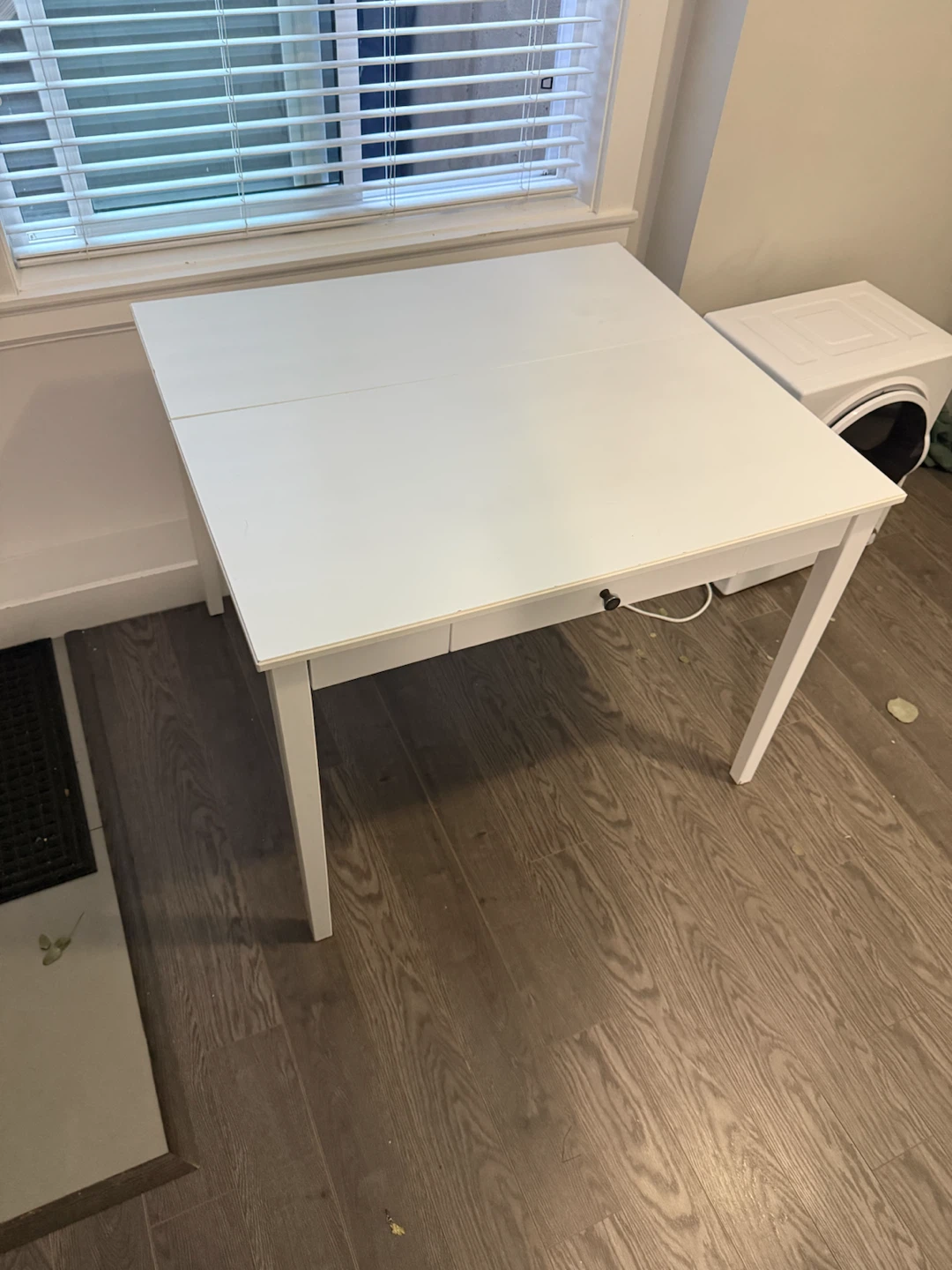 White Drop Leaf Table with Drawer