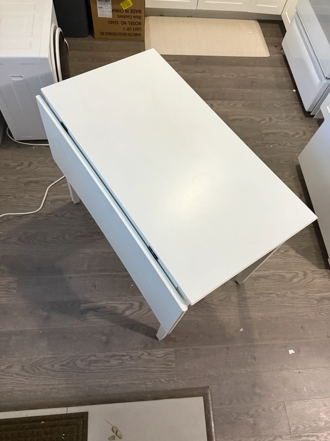 White Drop Leaf Table with Drawer - photo 3