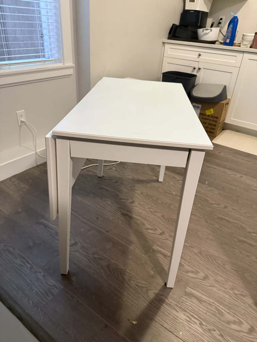 White Drop Leaf Table with Drawer - photo 4
