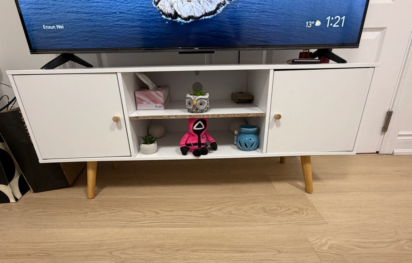 Moving out Sale- White TV Stand with Storage - photo 2