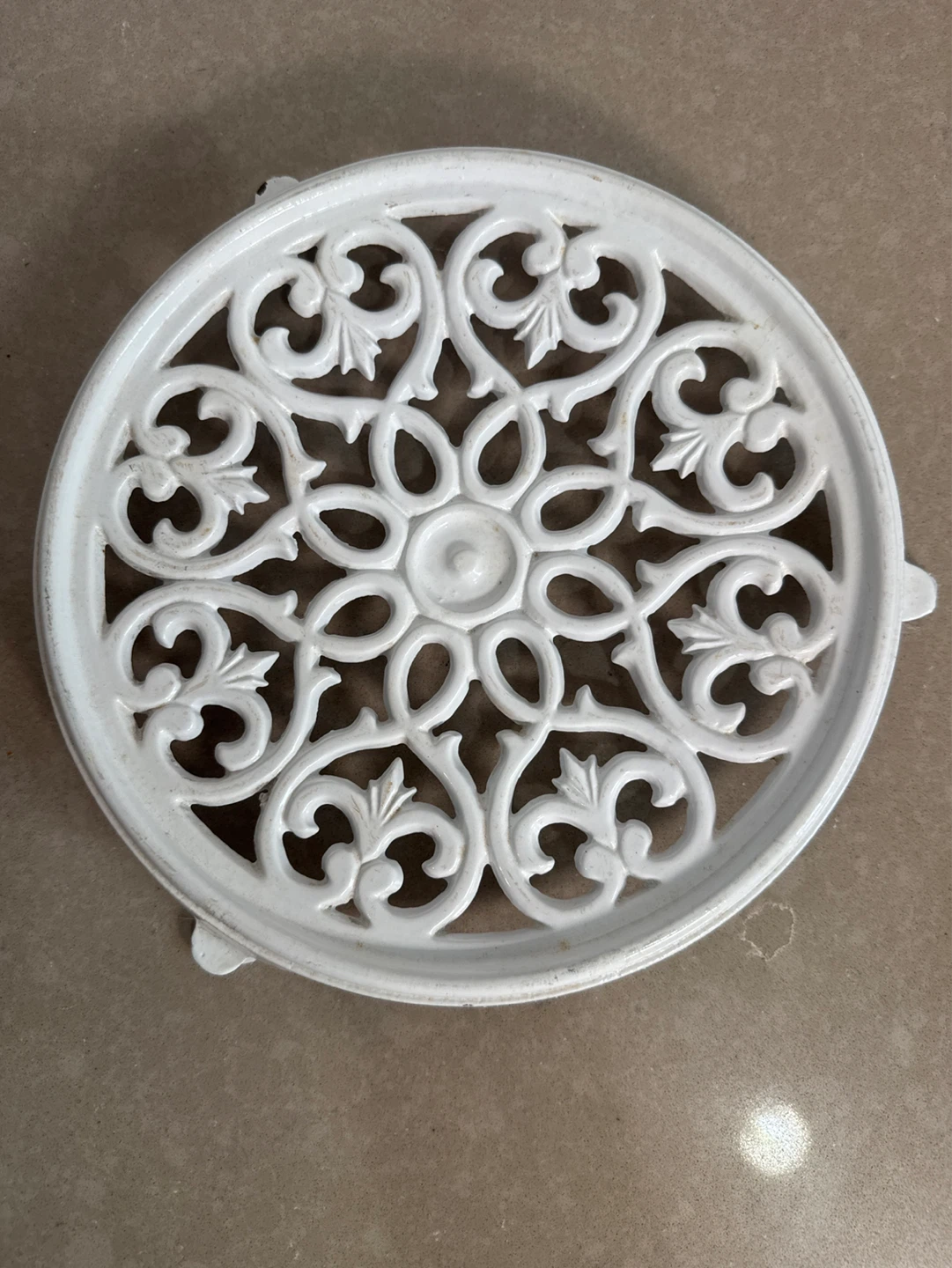 Vintage White Cast Iron Trivet - photo 2