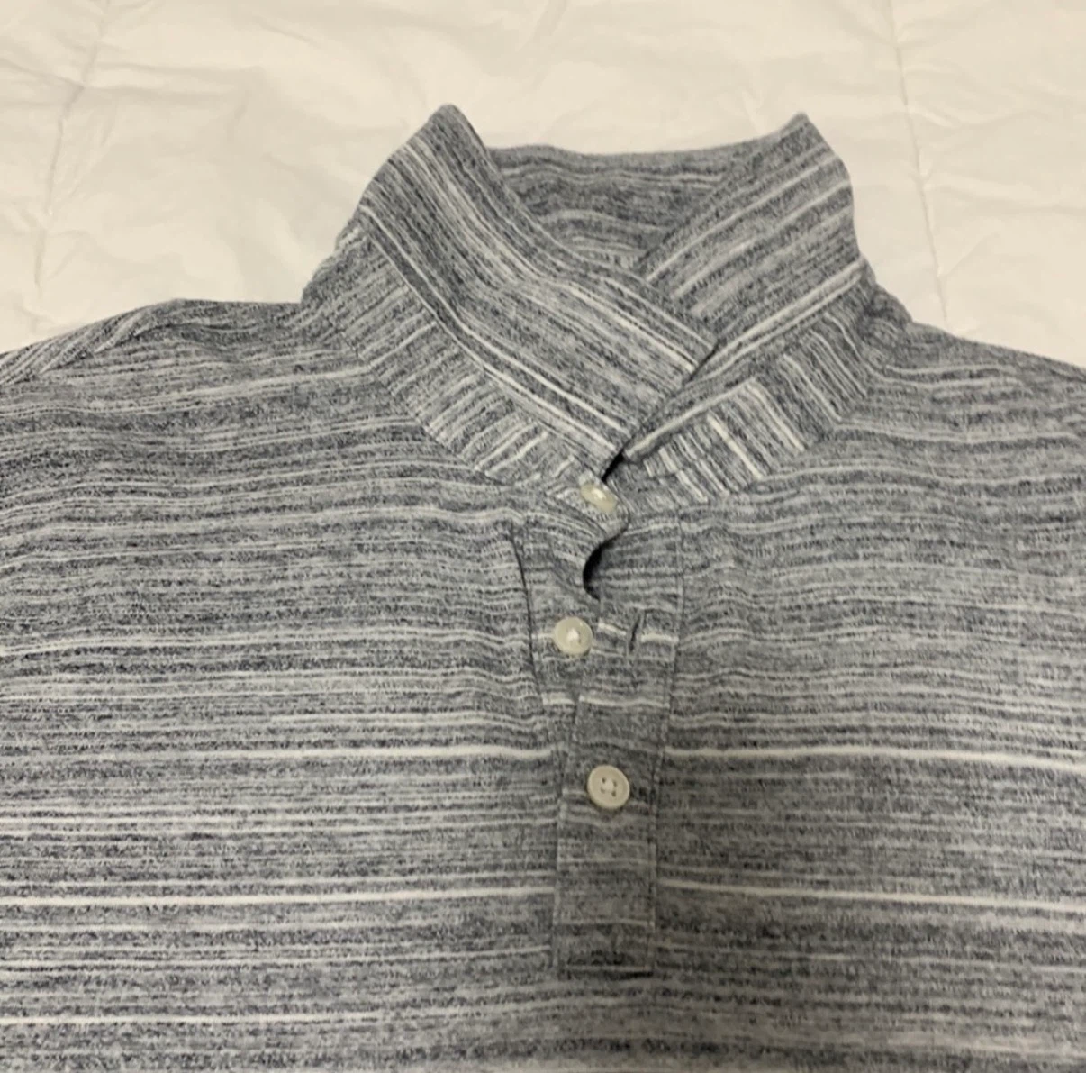 Michael Kors Men's Grey Striped Polo Shirt Size L - photo 2