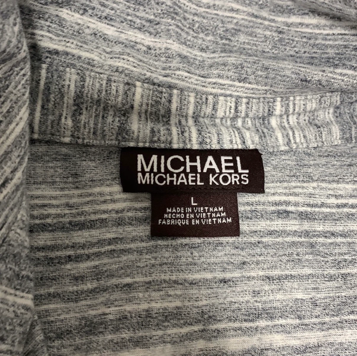 Michael Kors Men's Grey Striped Polo Shirt Size L - photo 3