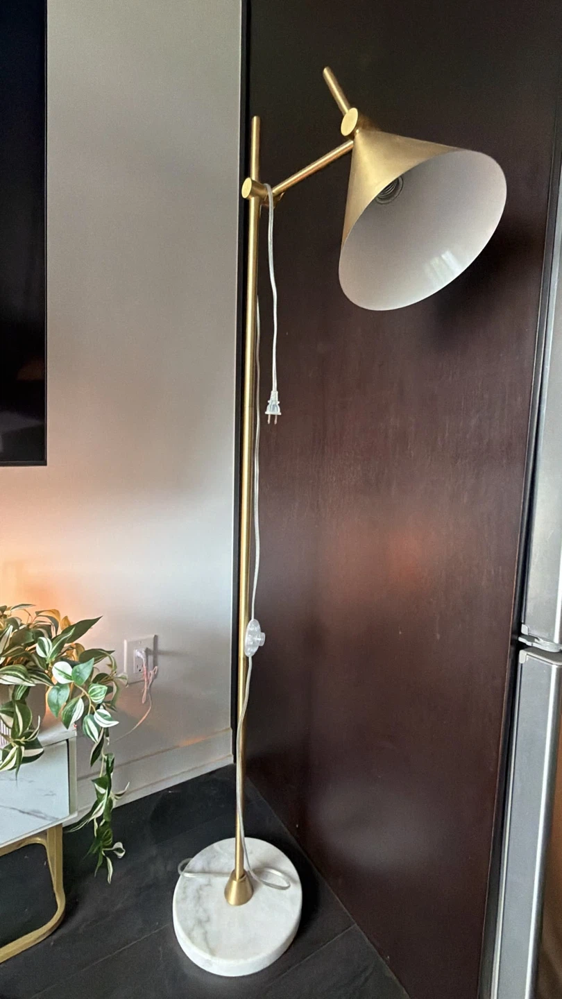 Gold Floor Lamp with Marble Base