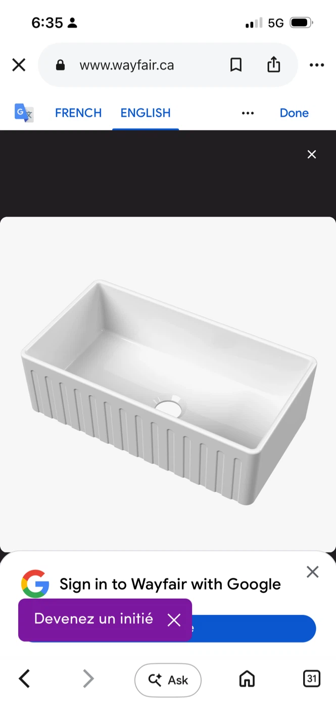 nuie White Farmhouse Kitchen Sink