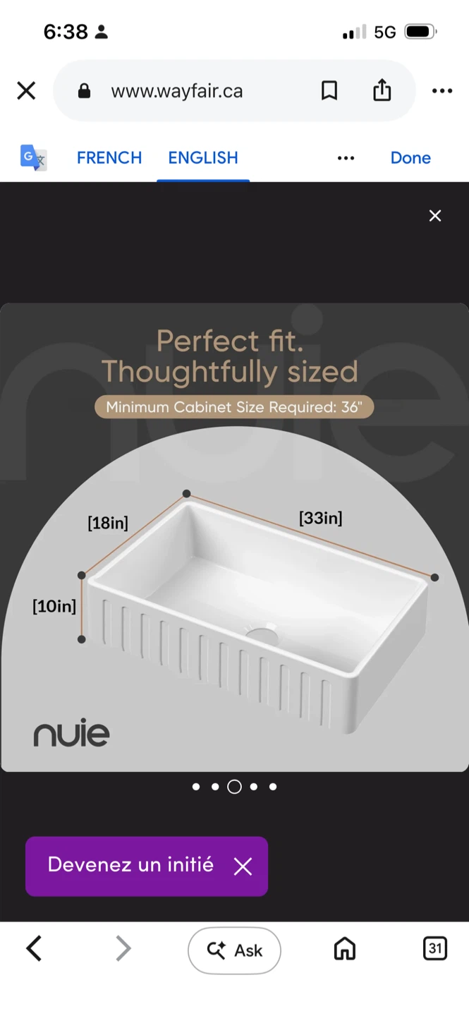 nuie White Farmhouse Kitchen Sink - photo 4