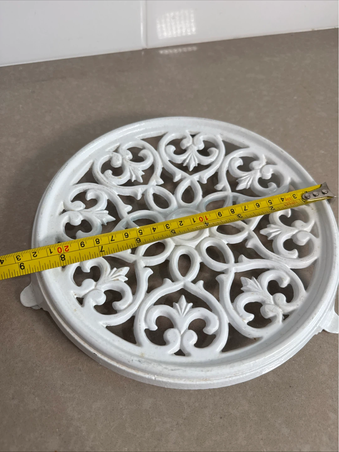 Vintage White Cast Iron Trivet - photo 5
