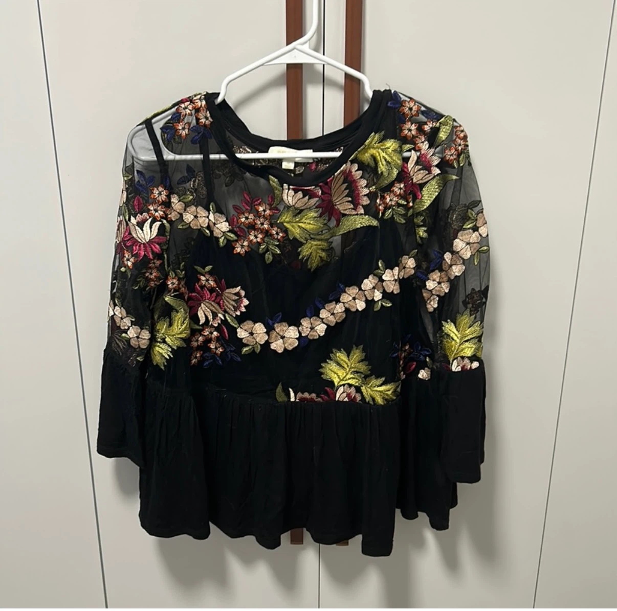 Eri + Ali Embroidered Mesh Blouse