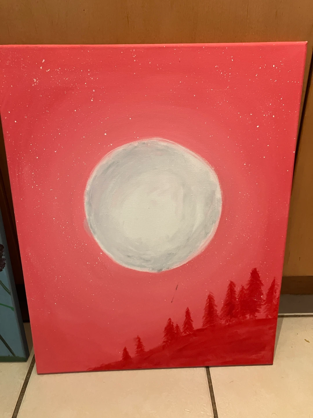 Art: Red Sky Moonscape & Flowers - photo 2