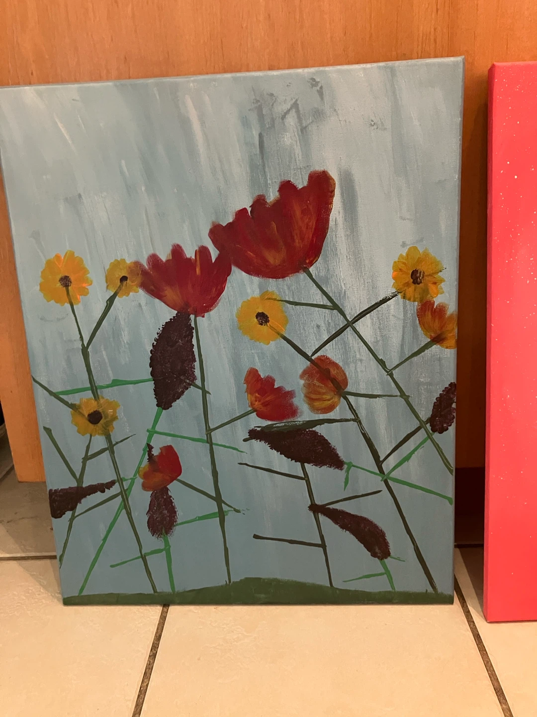 Art: Red Sky Moonscape & Flowers - photo 3