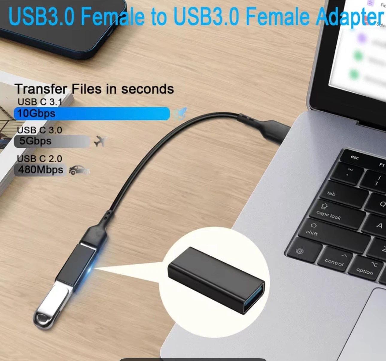 USB 3.0 Female to USB3.0 Female Adapter Coupler USB3.0 - photo 3