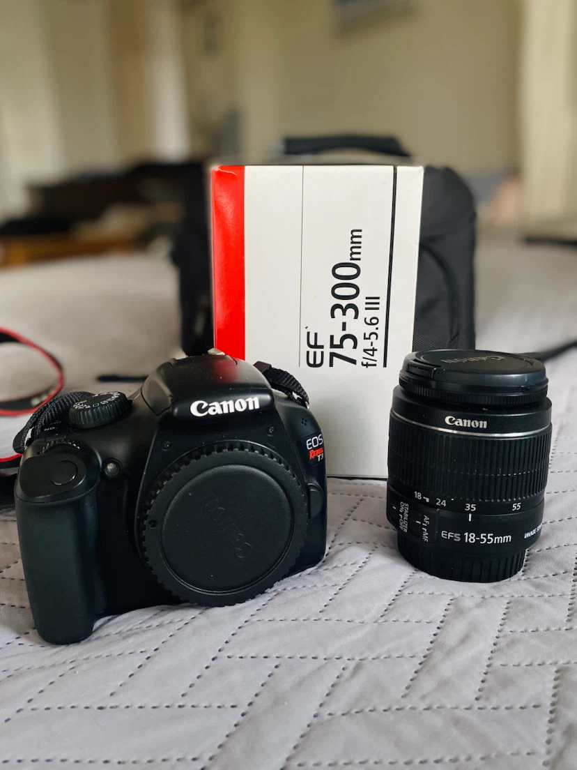 Canon T3 with 18-55mm IS Lens + EF 75-300mm Lens