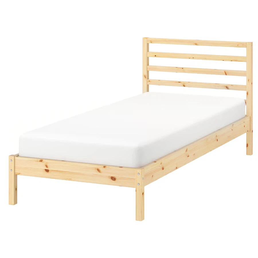 2 IKEA Wooden Twin Bed Frame with Slatted Headboard