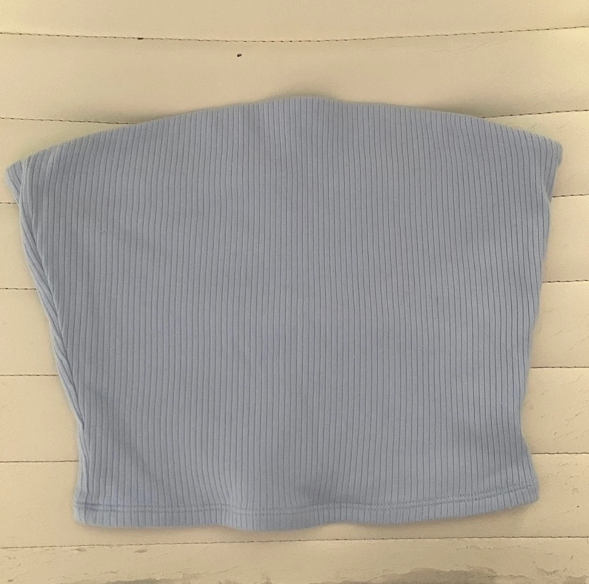 Garage Light Blue Ribbed Tube Top