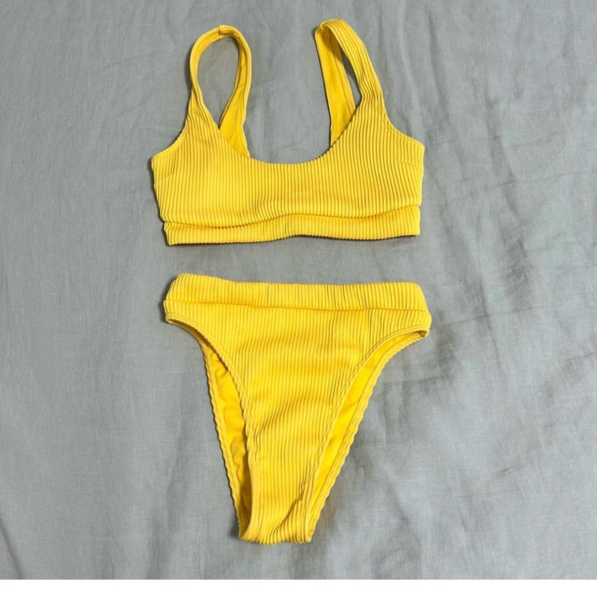 Hollister Yellow Ribbed Bikini Set