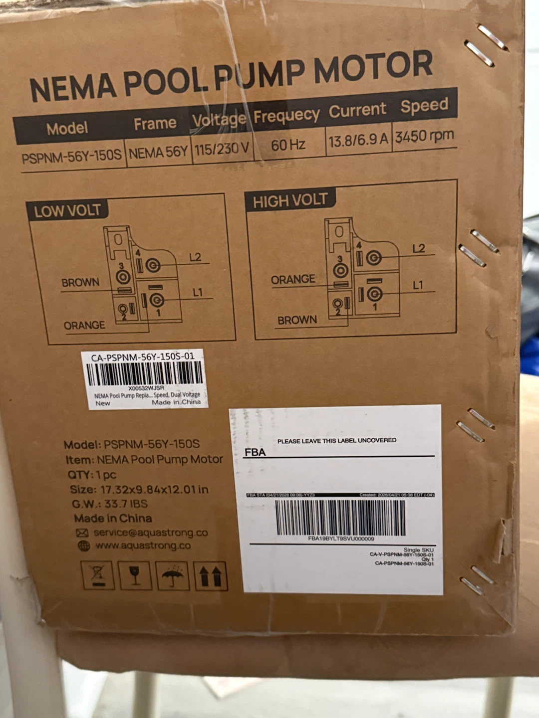 AquaStrong NEMA Pool Pump Motor 1.5 HP - photo 3