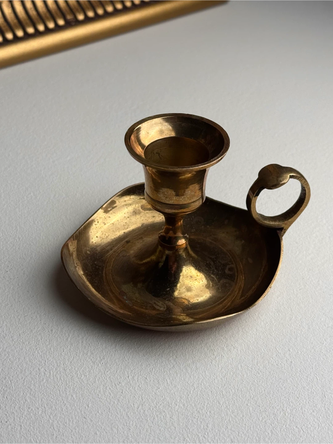 Vintage Brass Candlestick Holder with Handle - photo 3