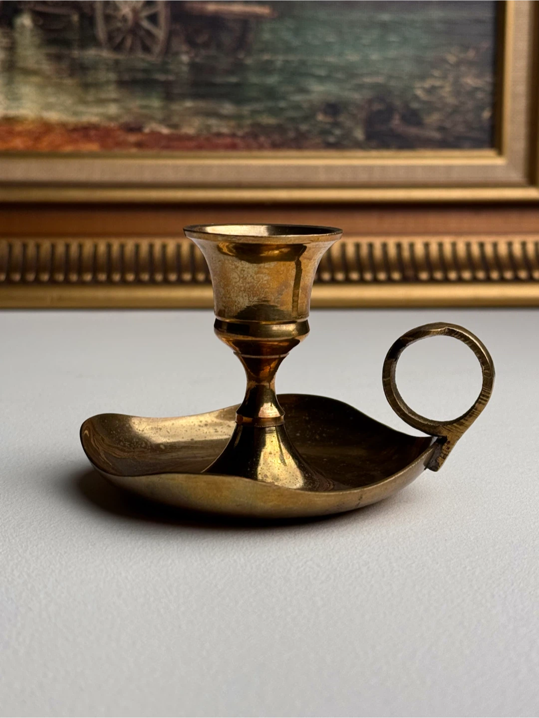 Vintage Brass Candlestick Holder with Handle - photo 4