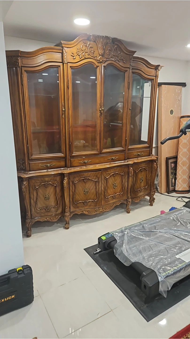 Vintage Wood Display Cabinet with Glass Doors - photo 2