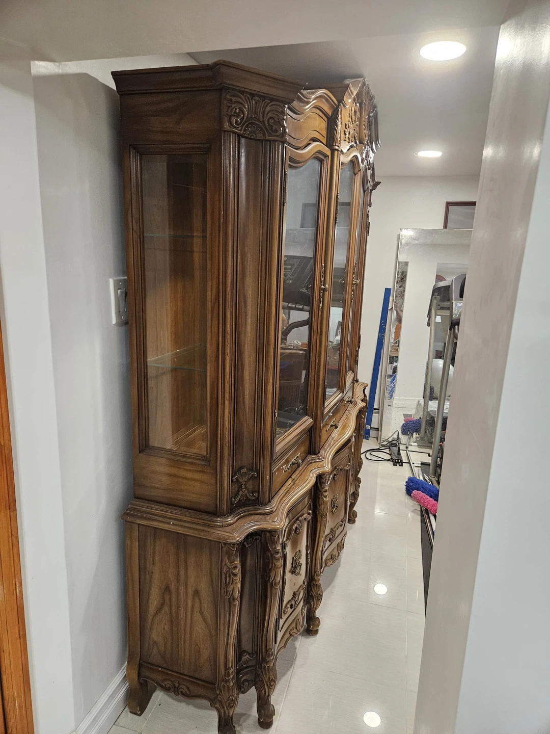 Vintage Wood Display Cabinet with Glass Doors - photo 3