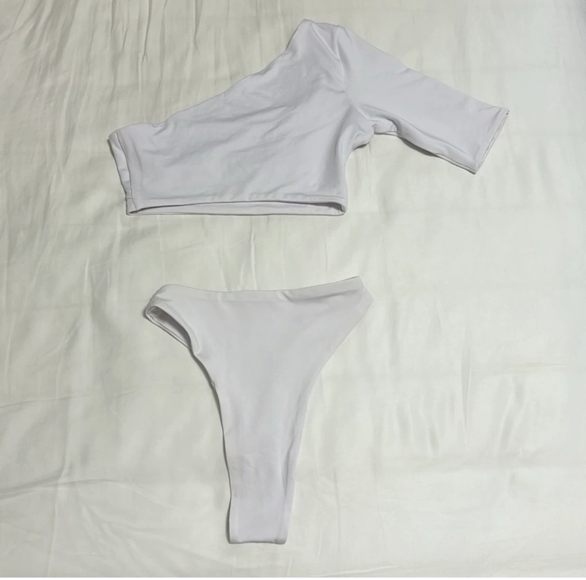 White One-Shoulder Bikini Set - photo 2
