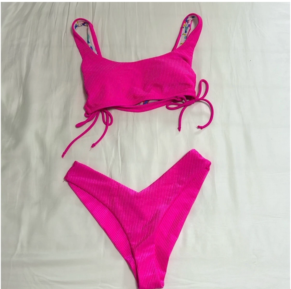 Pink Ribbed Bikini