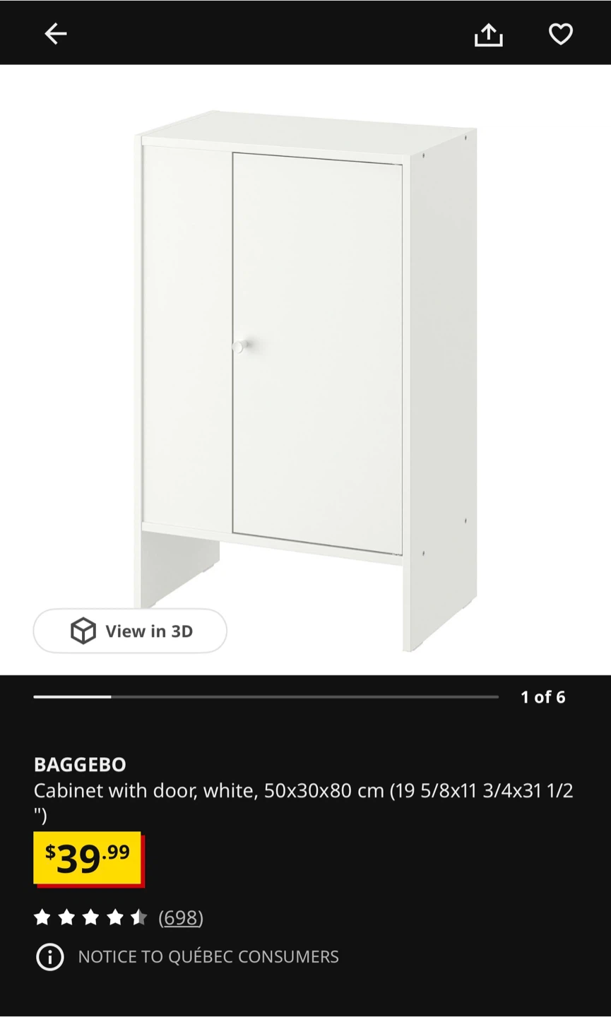 IKEA BAGGEBO Cabinet with Door, White - photo 3