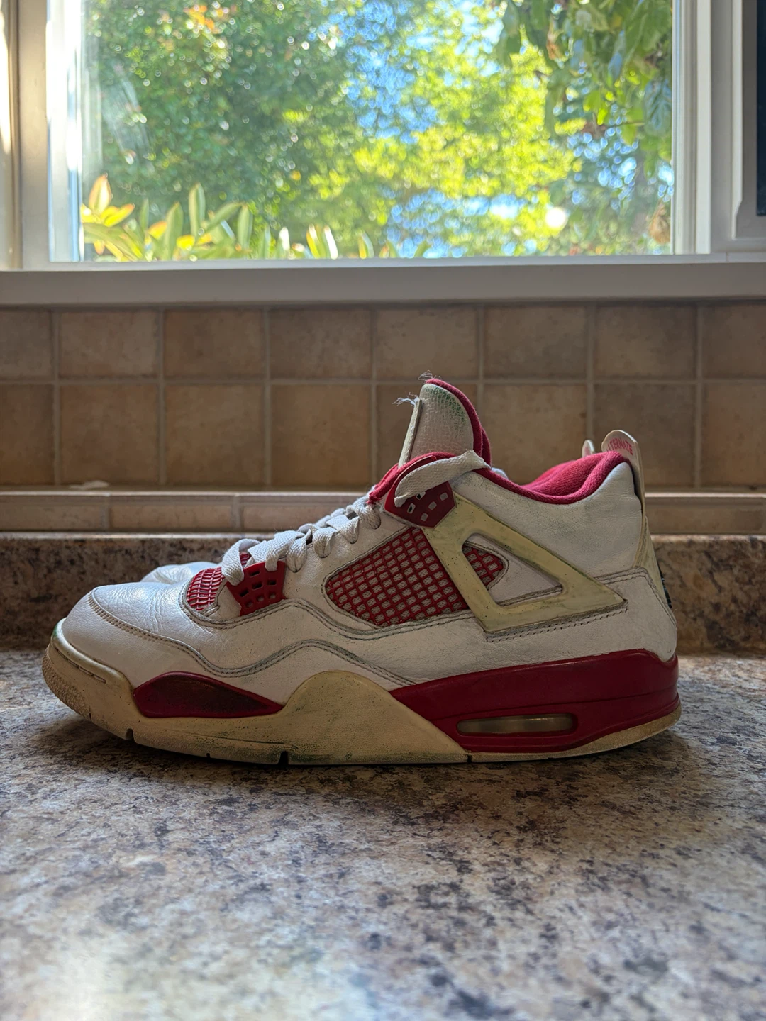 Air Jordan 4 Retro White Red Sneakers - photo 3