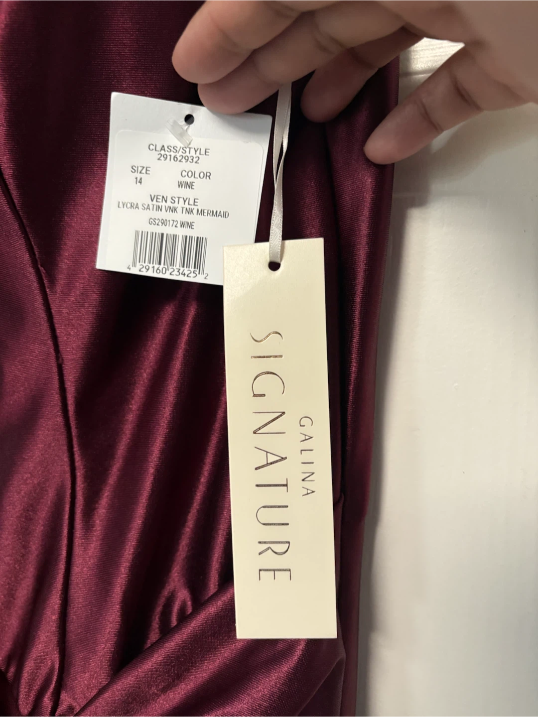 Signature by Galina Wine Mermaid Dress - Size 14 - photo 5