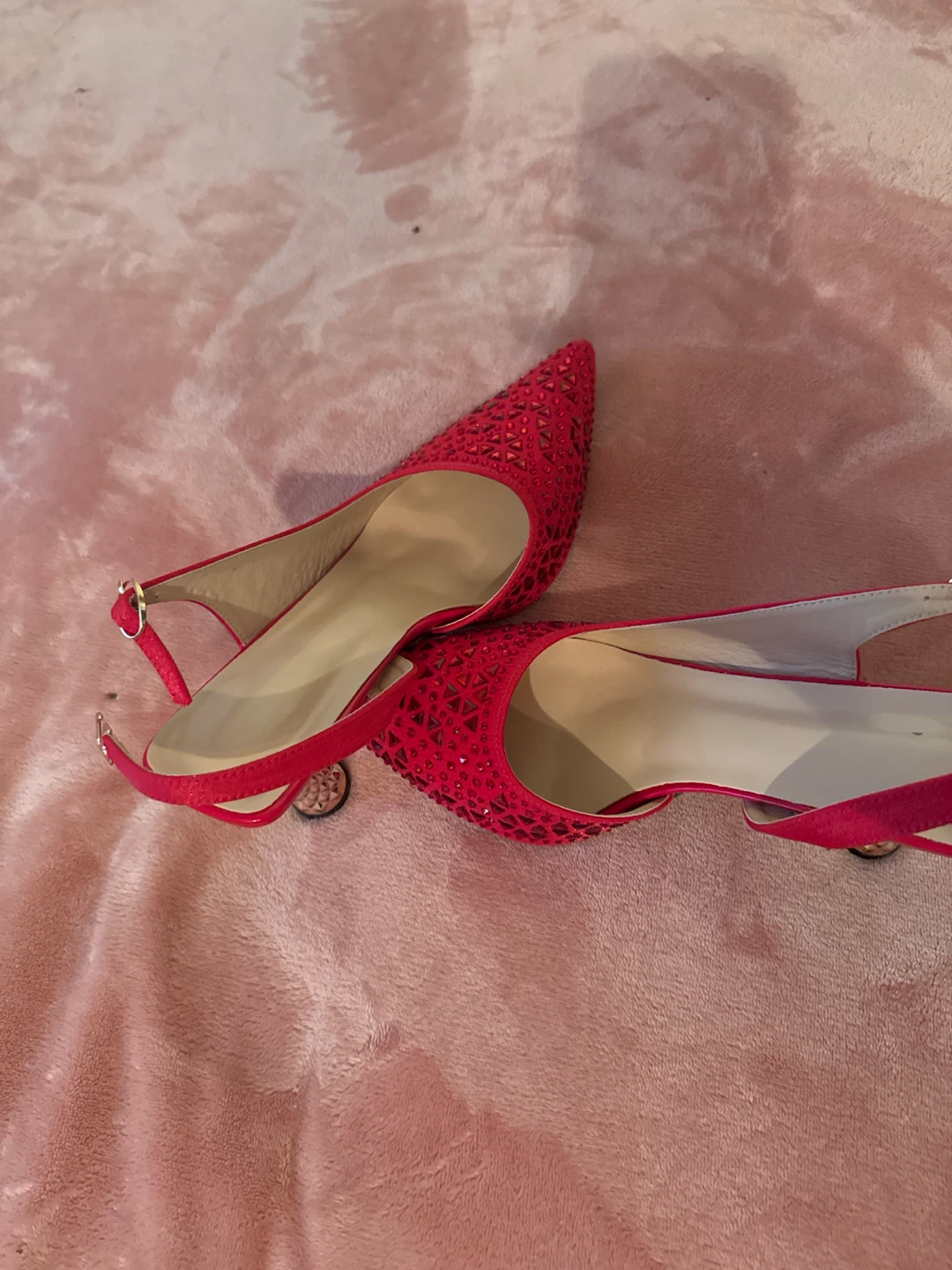Red Embellished Slingback Heels - photo 2