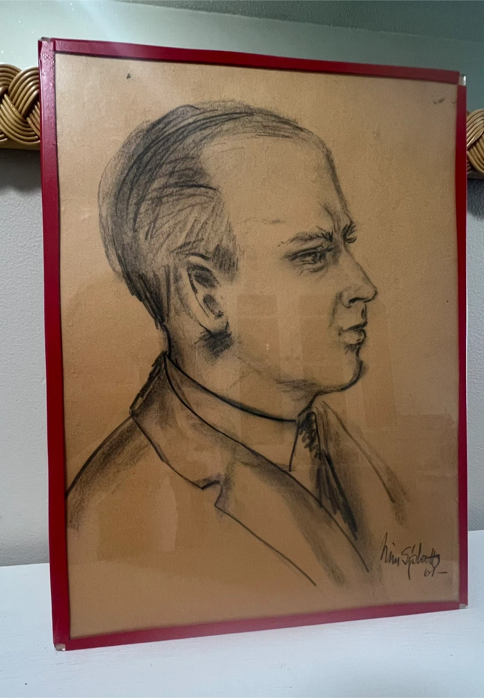 Vintage MCM 1961 Charcoal Portrait / Sketch - Signed