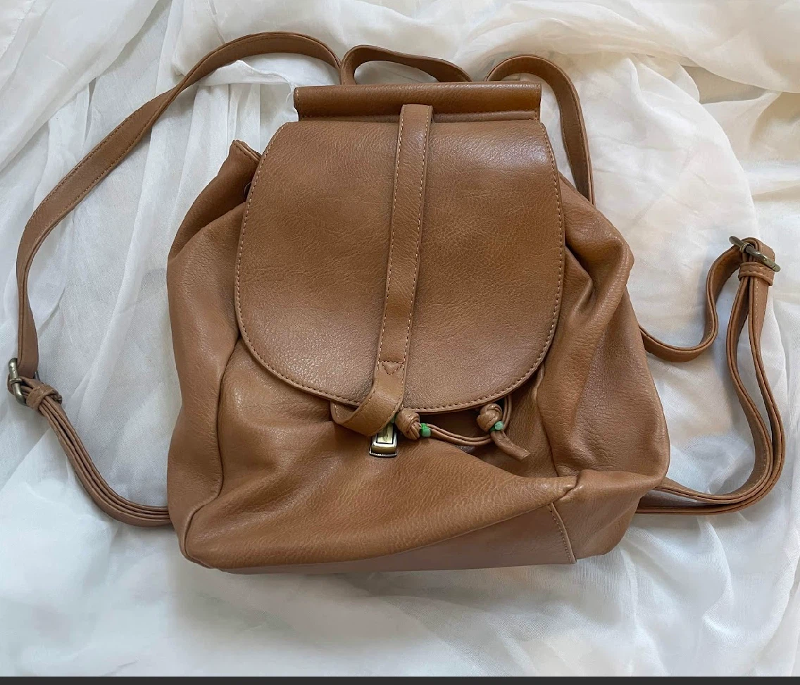 Brown leather backpack